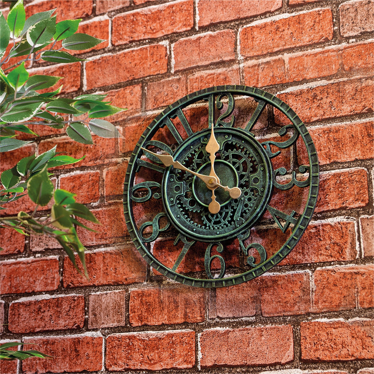 Vintage Open Face Green Outdoor Wall Clock - Indoor & Garden_Clocks