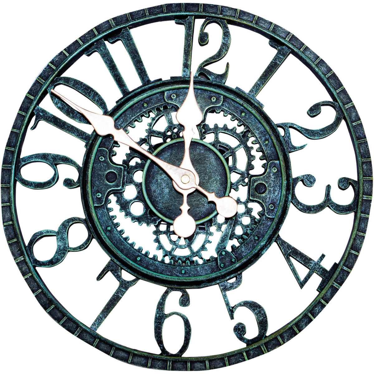 Vintage Open Face Green Outdoor Wall Clock - Indoor & Garden_Clocks