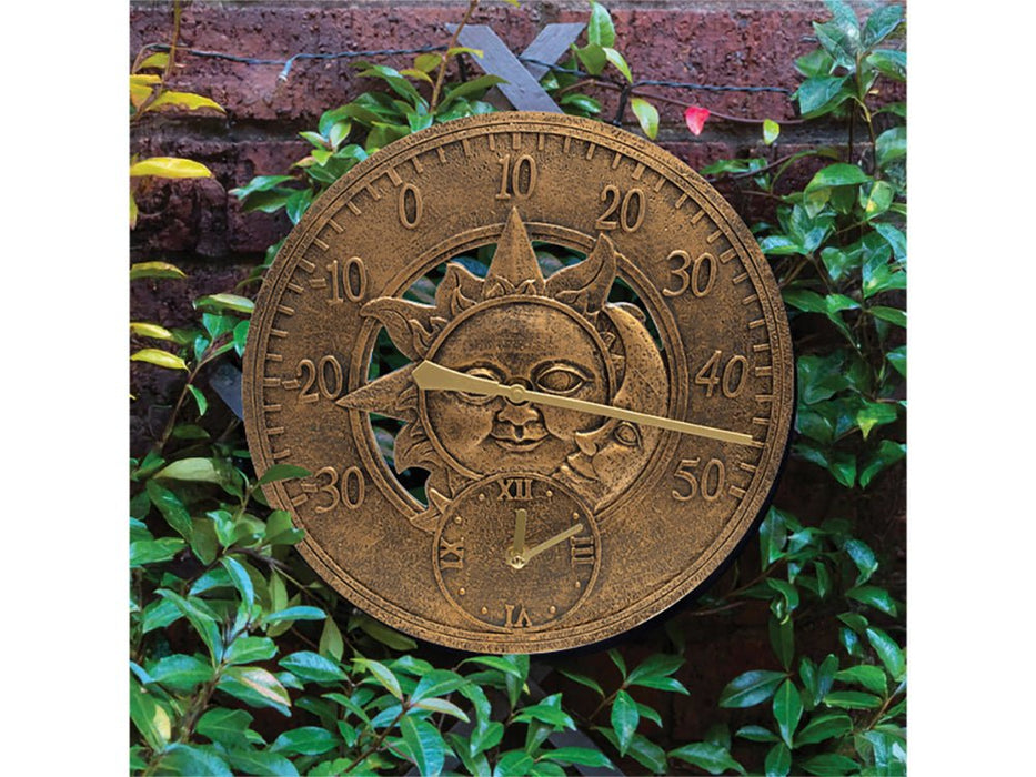 Vintage Sun and Moon Clock and Thermometer 30cm / 12"_Clocks