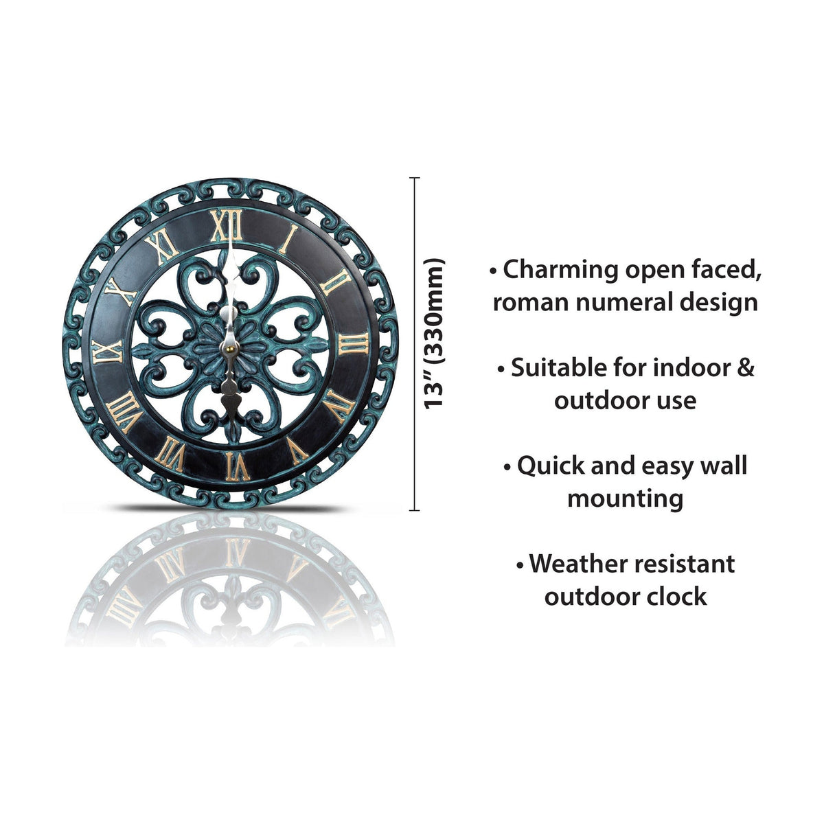 Vintage Open Face Outdoor Wall Clock - Indoor & Garden_Clocks