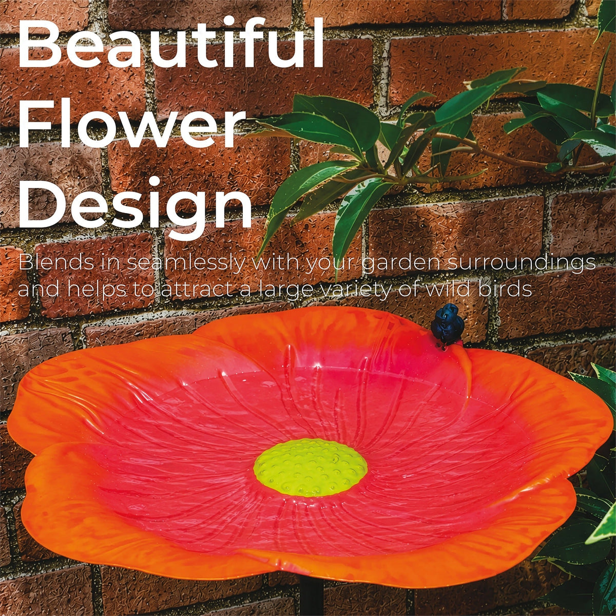 Red Flower Garden Bird Bath_Bird Baths