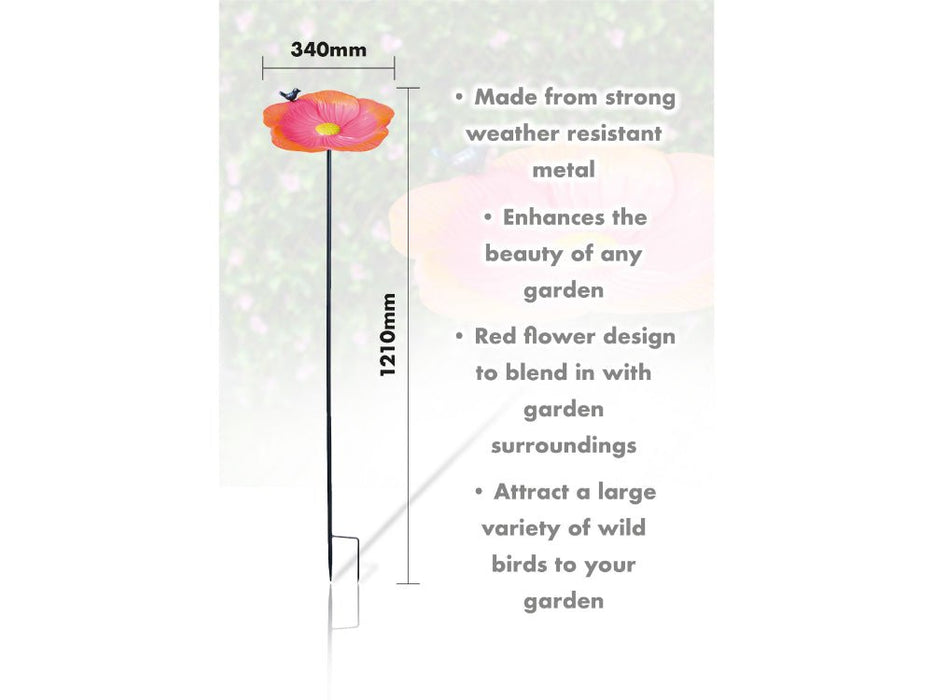 St Helens Red Flower Home and Garden Ornamental Free Standing, Weather Resistant, Easy Assemble Bird Bath and Feeder_Bird Baths