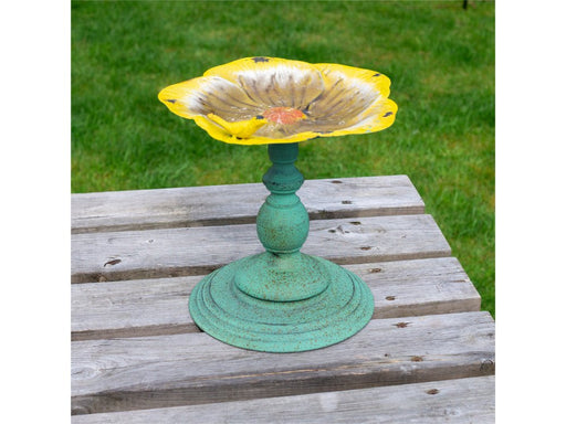 St Helens Yellow Flower Home and Garden Ornamental Free Standing, Weather Resistant, Pedestal Style, Easy Assemble Bird Bath_Bird Baths