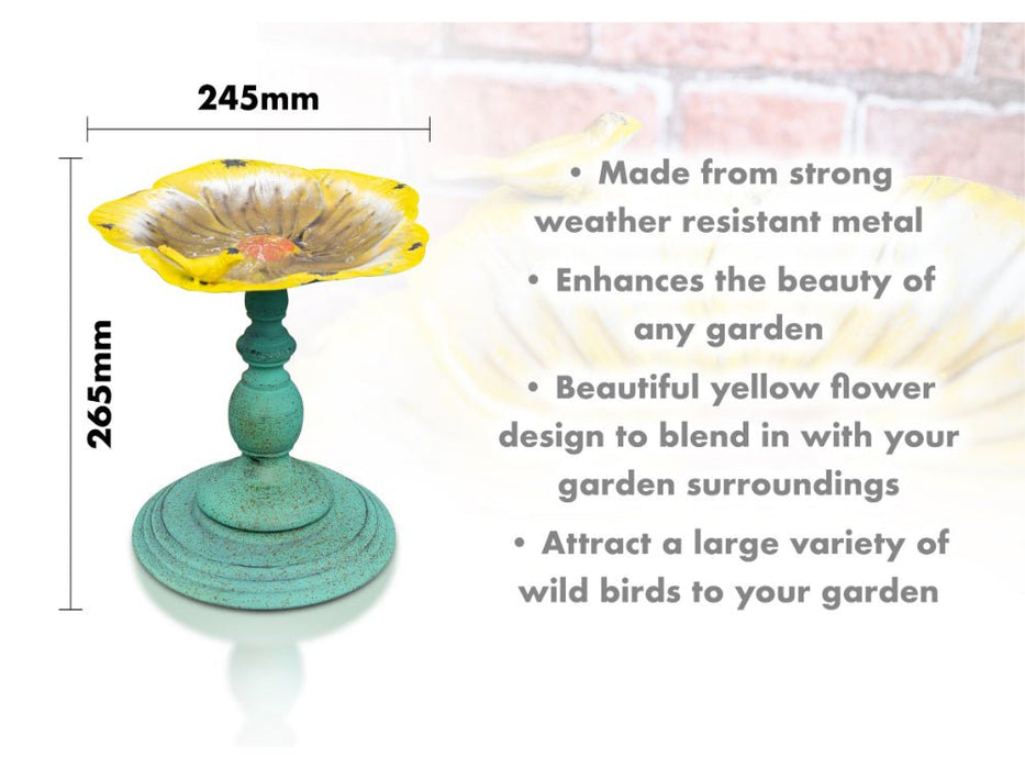 St Helens Yellow Flower Home and Garden Ornamental Free Standing, Weather Resistant, Pedestal Style, Easy Assemble Bird Bath_Bird Baths
