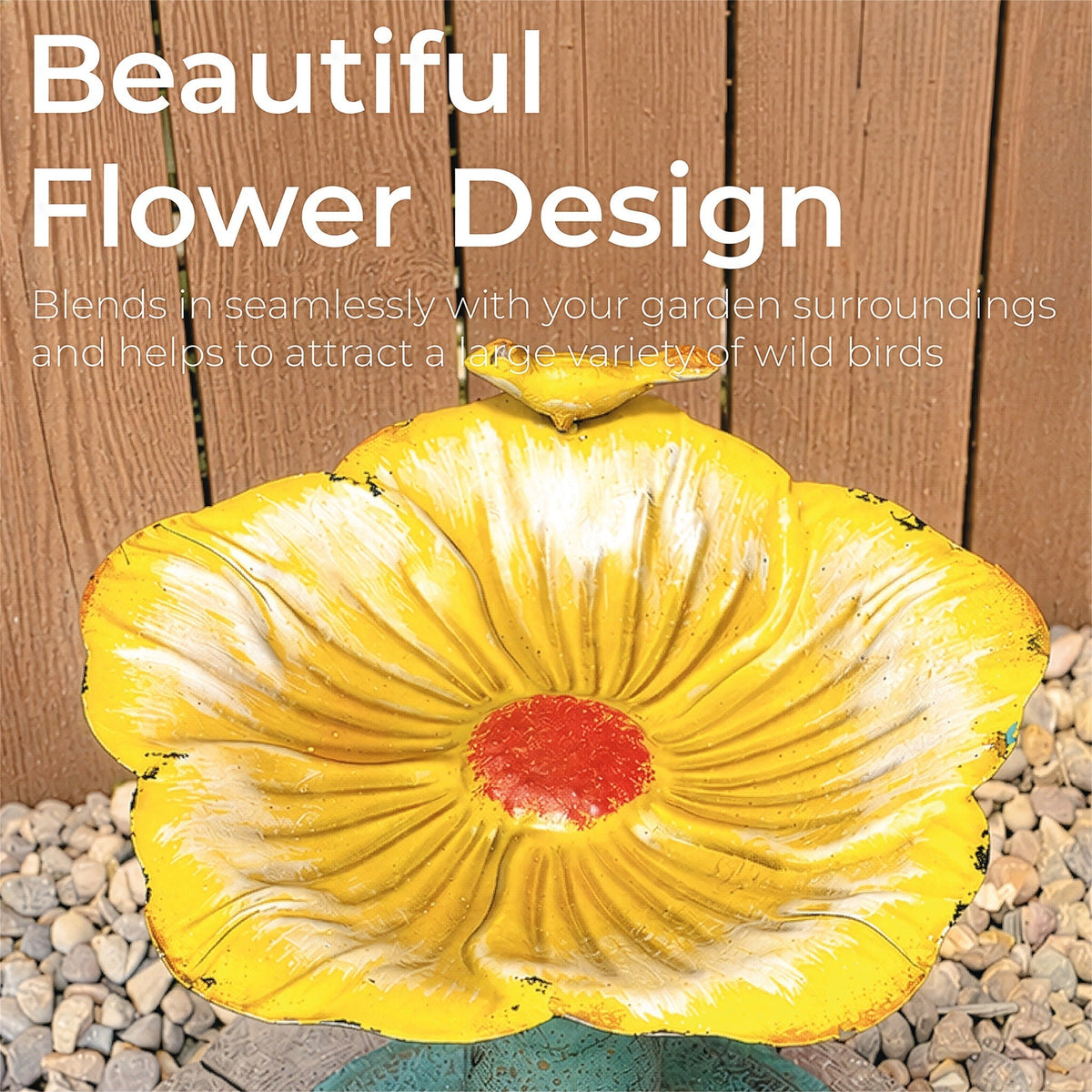 Yellow Flower Garden Bird Bath_Bird Baths