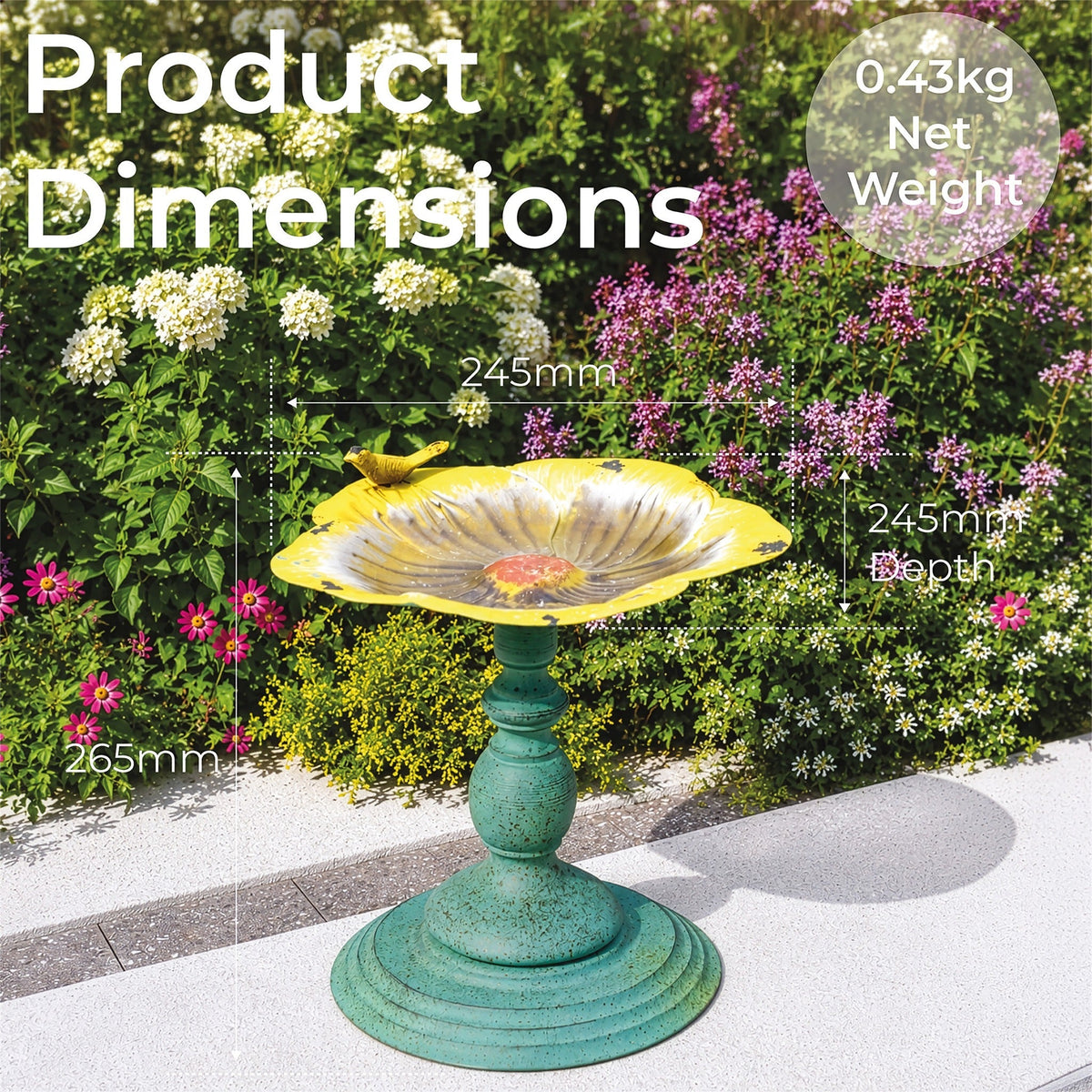 Yellow Flower Garden Bird Bath_Bird Baths