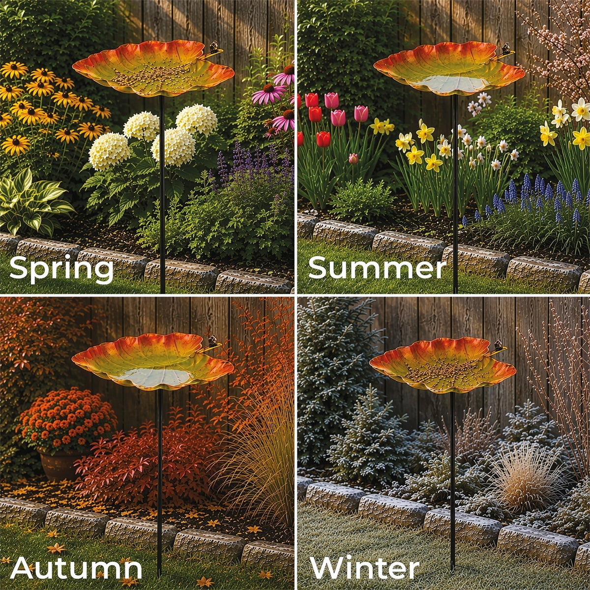 Leaf Design Garden Bird Bath_Bird Baths