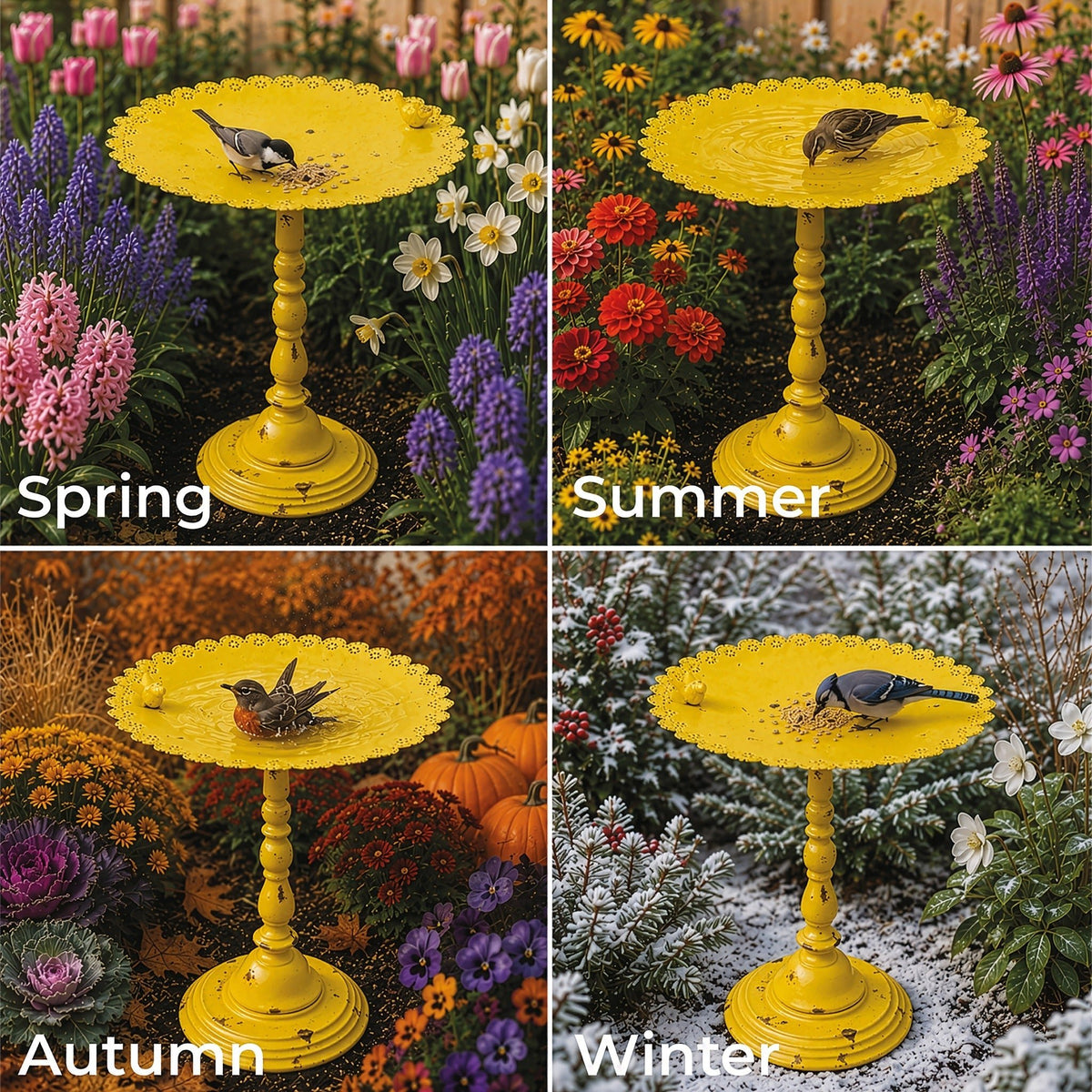 St Helens Yellow Home and Garden Ornamental Free Standing, Weather Resistant, Pedestal Style, Easy Assemble Bird Feeder_Bird Feeders