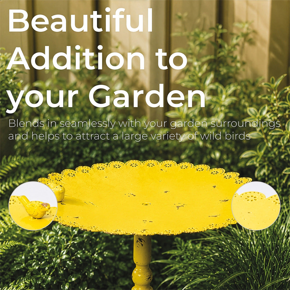 St Helens Yellow Home and Garden Ornamental Free Standing, Weather Resistant, Pedestal Style, Easy Assemble Bird Feeder_Bird Feeders