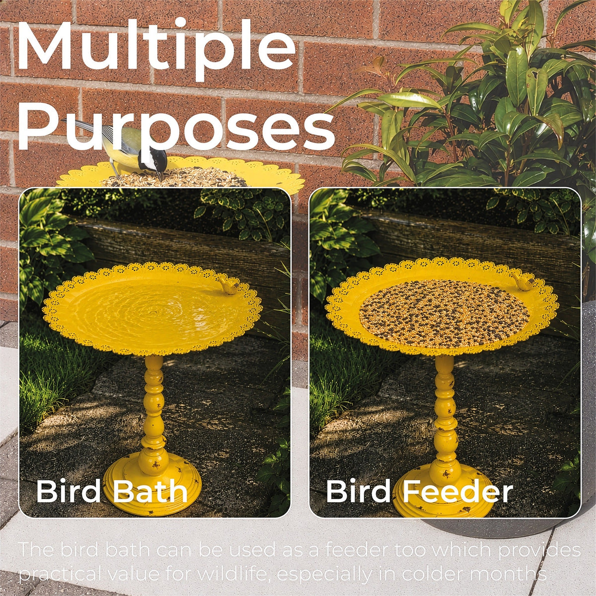 St Helens Yellow Home and Garden Ornamental Free Standing, Weather Resistant, Pedestal Style, Easy Assemble Bird Feeder_Bird Feeders