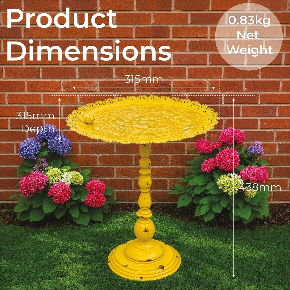 St Helens Yellow Home and Garden Ornamental Free Standing, Weather Resistant, Pedestal Style, Easy Assemble Bird Feeder_Bird Feeders