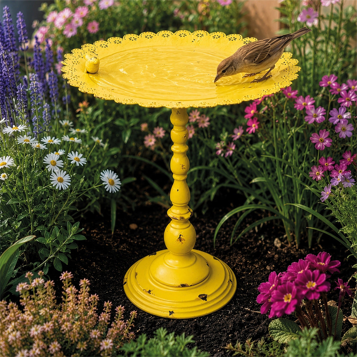 St Helens Yellow Home and Garden Ornamental Free Standing, Weather Resistant, Pedestal Style, Easy Assemble Bird Feeder_Bird Feeders