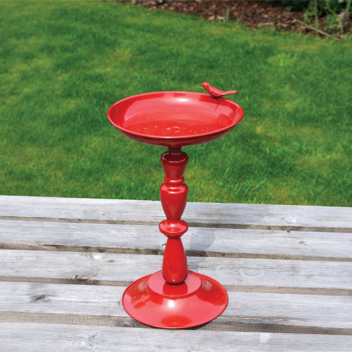 Red Ornamental Garden Bird Bath_Bird Baths