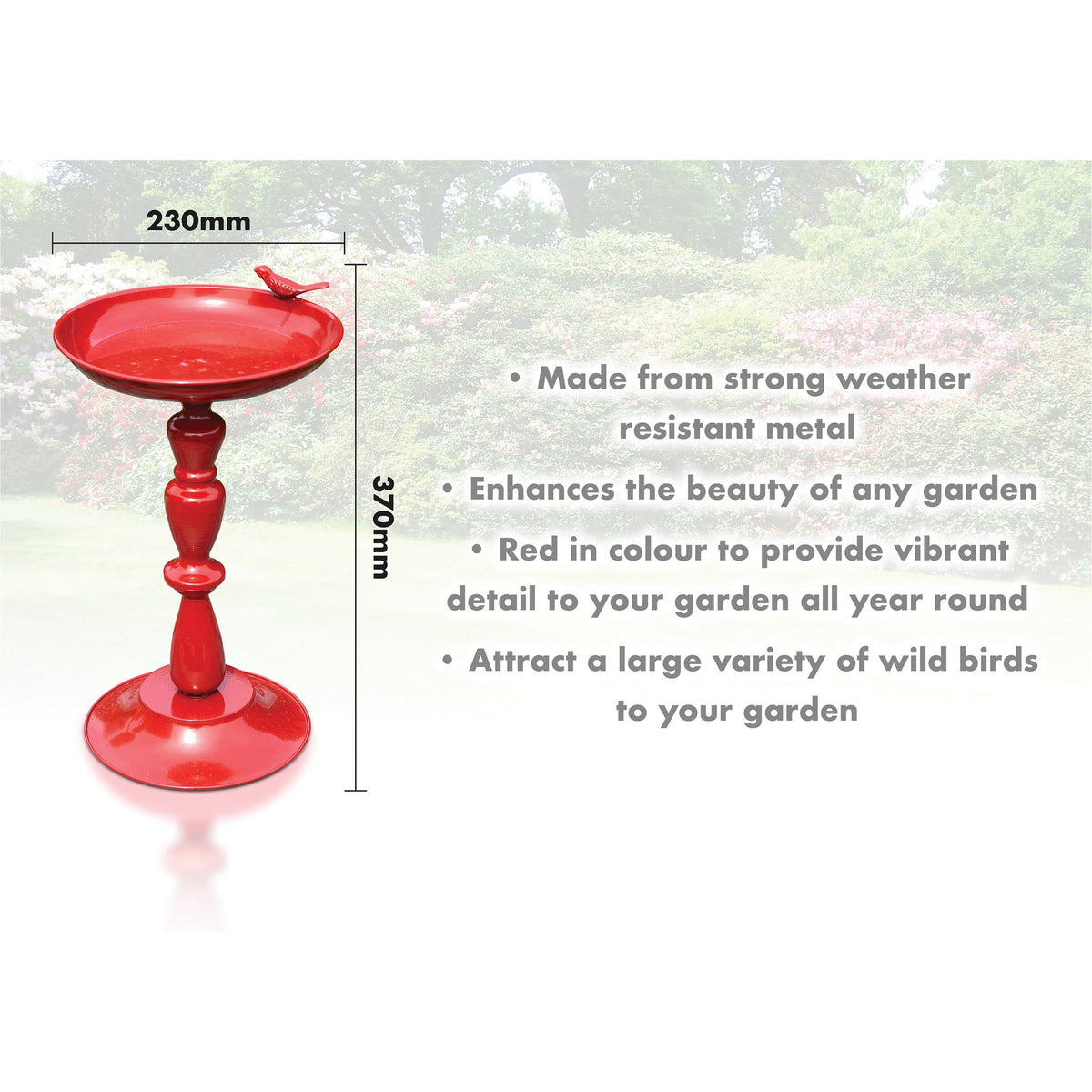 Red Ornamental Garden Bird Bath_Bird Baths
