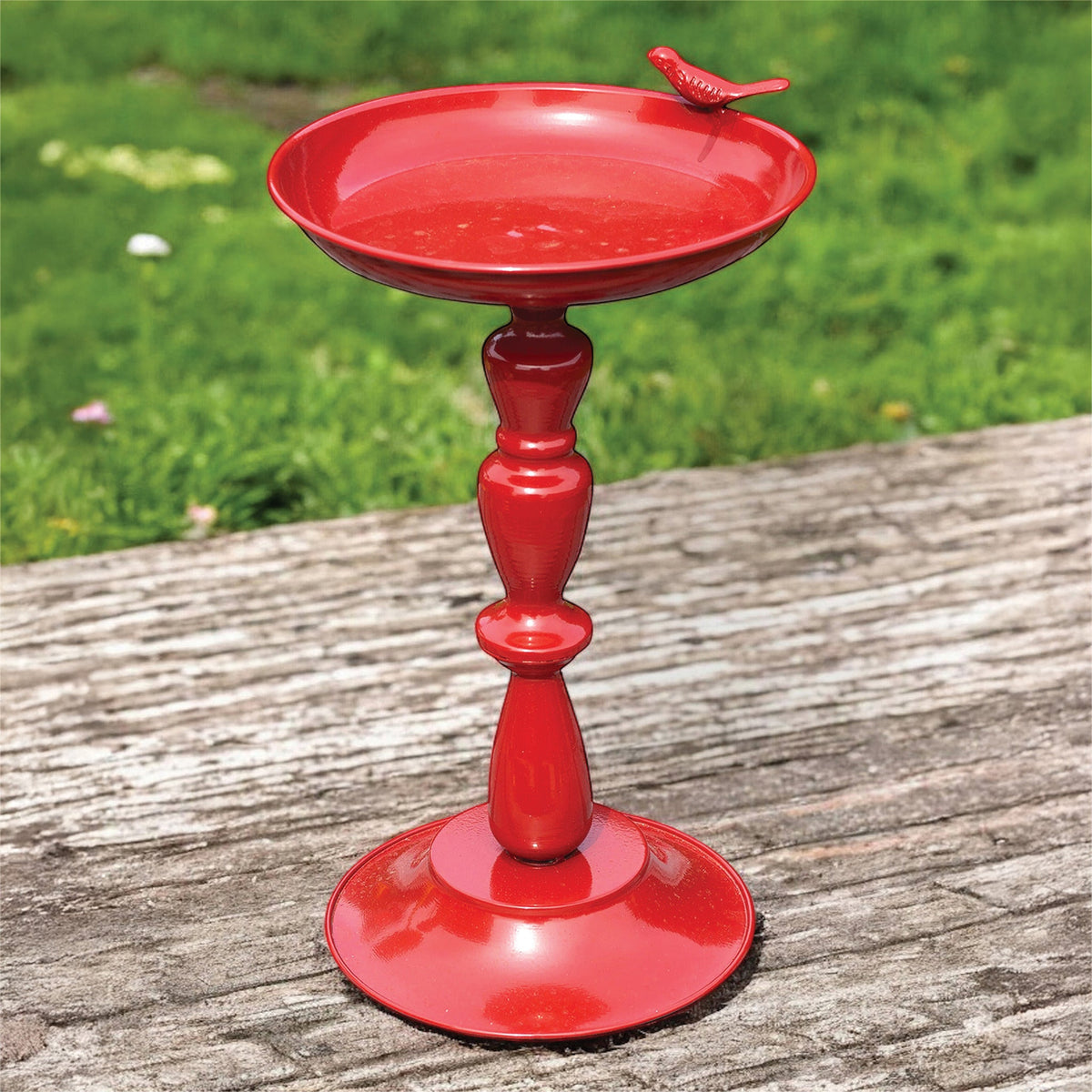 Red Ornamental Garden Bird Bath_Bird Baths