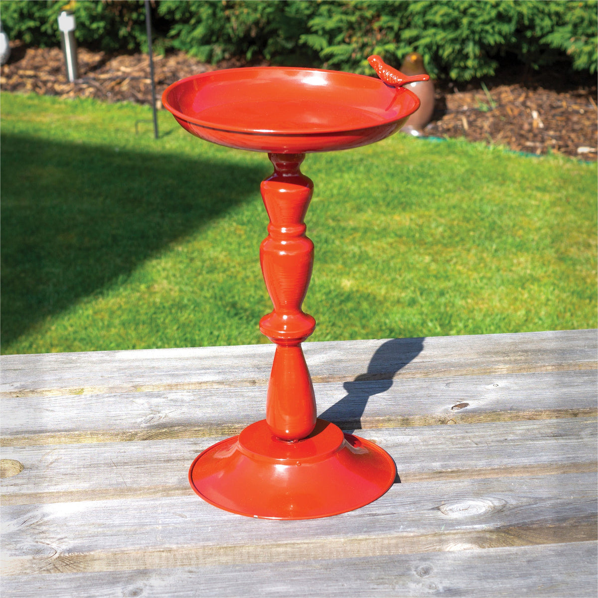 Red Ornamental Garden Bird Bath_Bird Baths