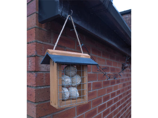St Helens Home and Garden Wood Suet Bird Feeder With Slate Roof and Hanging Cord_Bird Feeders