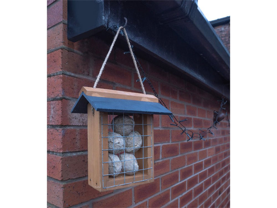 St Helens Home and Garden Wood Suet Bird Feeder With Slate Roof and Hanging Cord_Bird Feeders