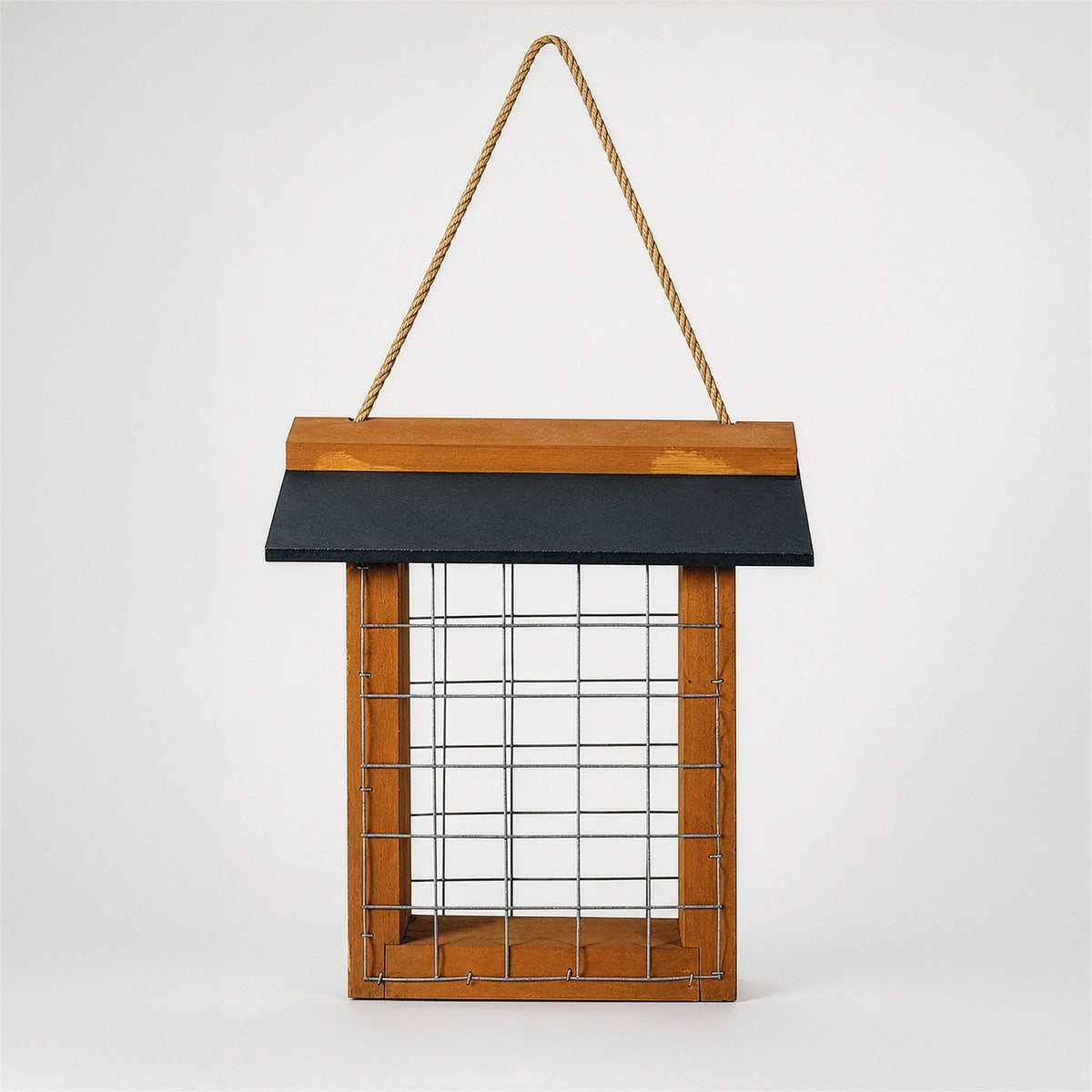 St Helens Home and Garden Wood Suet Bird Feeder With Slate Roof and Hanging Cord_Bird Feeders
