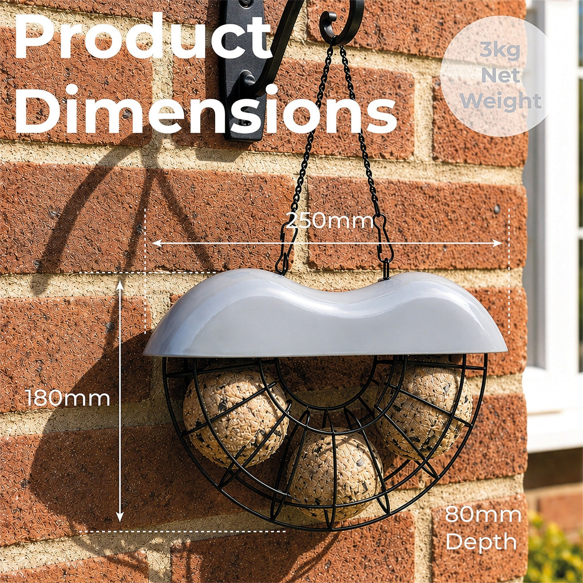 St Helens Home and Garden Wood Metal Suet Bird Feeder With Hanging Chain_Bird Feeders