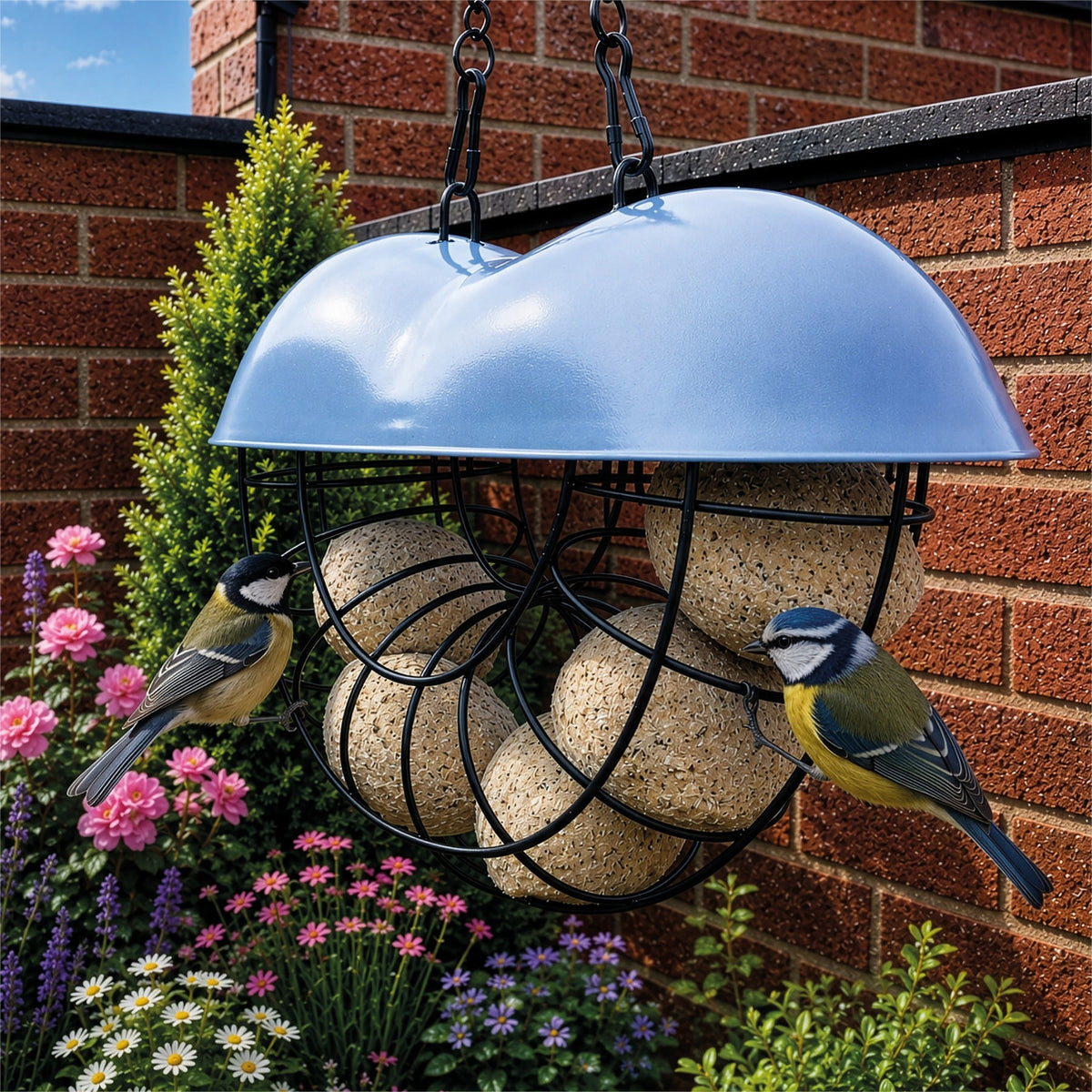 St Helens Home and Garden Wood Metal Suet Bird Feeder With Hanging Chain_Bird Feeders