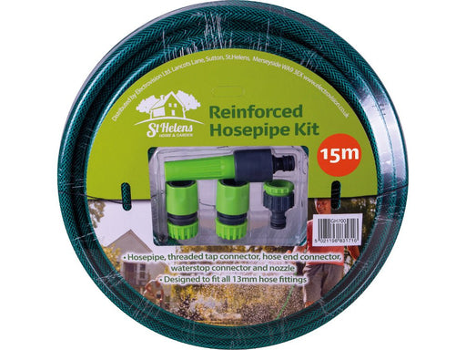 Hosepipe With Accessory Kit - Consists of Length of Reinforced Hosepipe, Indoor/Outdoor Tap Connector, Hose End Connector and Water Stop Connector_Hoses & Accessories