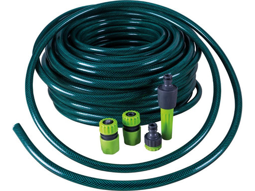 Hosepipe With Accessory Kit - Consists of Length of Reinforced Hosepipe, Indoor/Outdoor Tap Connector, Hose End Connector and Water Stop Connector_Hoses & Accessories