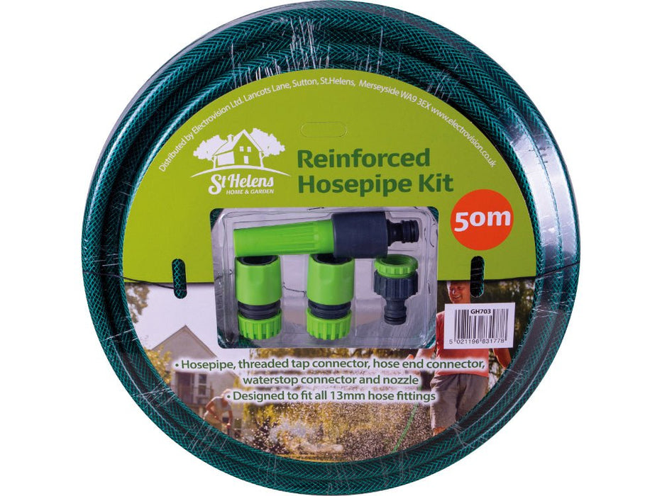 Hosepipe With Accessory Kit - Consists of Length of Reinforced Hosepipe, Indoor/Outdoor Tap Connector, Hose End Connector and Water Stop Connector_Hoses & Accessories