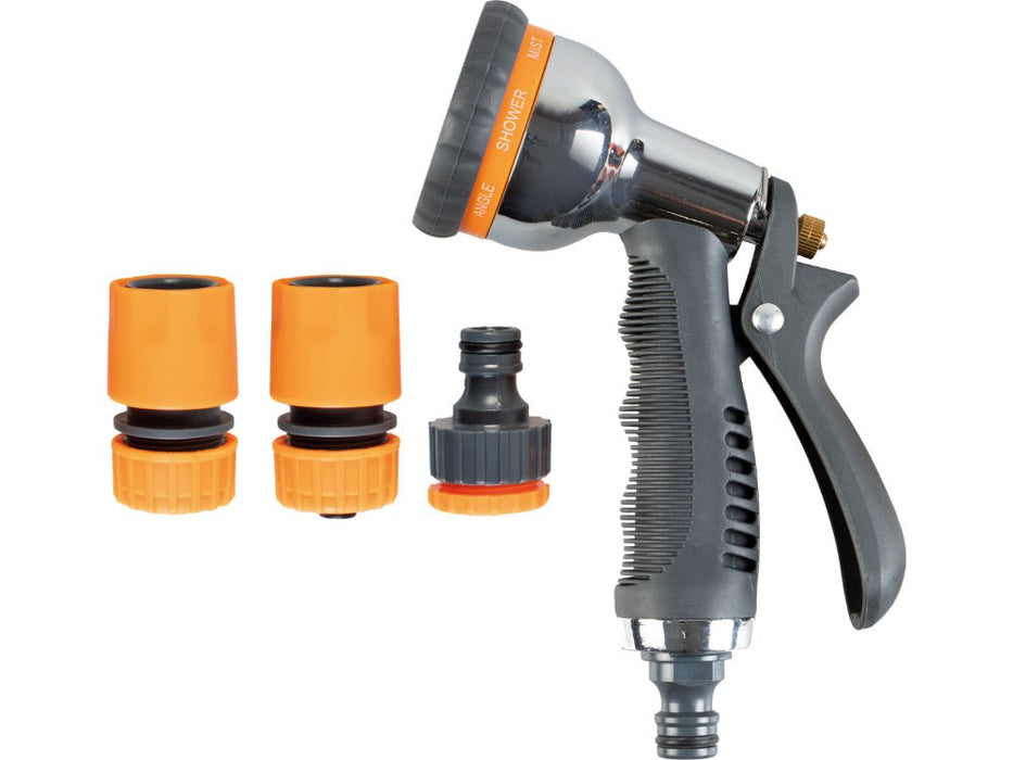 Garden Hose Chrome Spray Gun Head with Fixing Kit_Hoses & Accessories