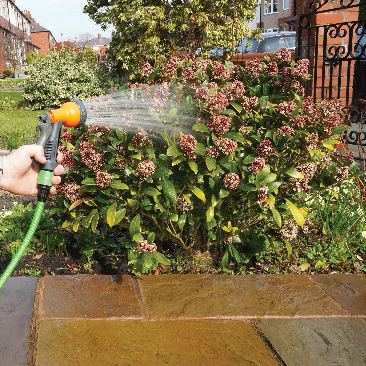Orange Garden Hose Spray Gun with Fixing Kit_Hoses & Accessories