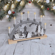 Xmas Haus Battery Powered Wooden Festive Candle Bridge_Indoor Christmas Decorations
