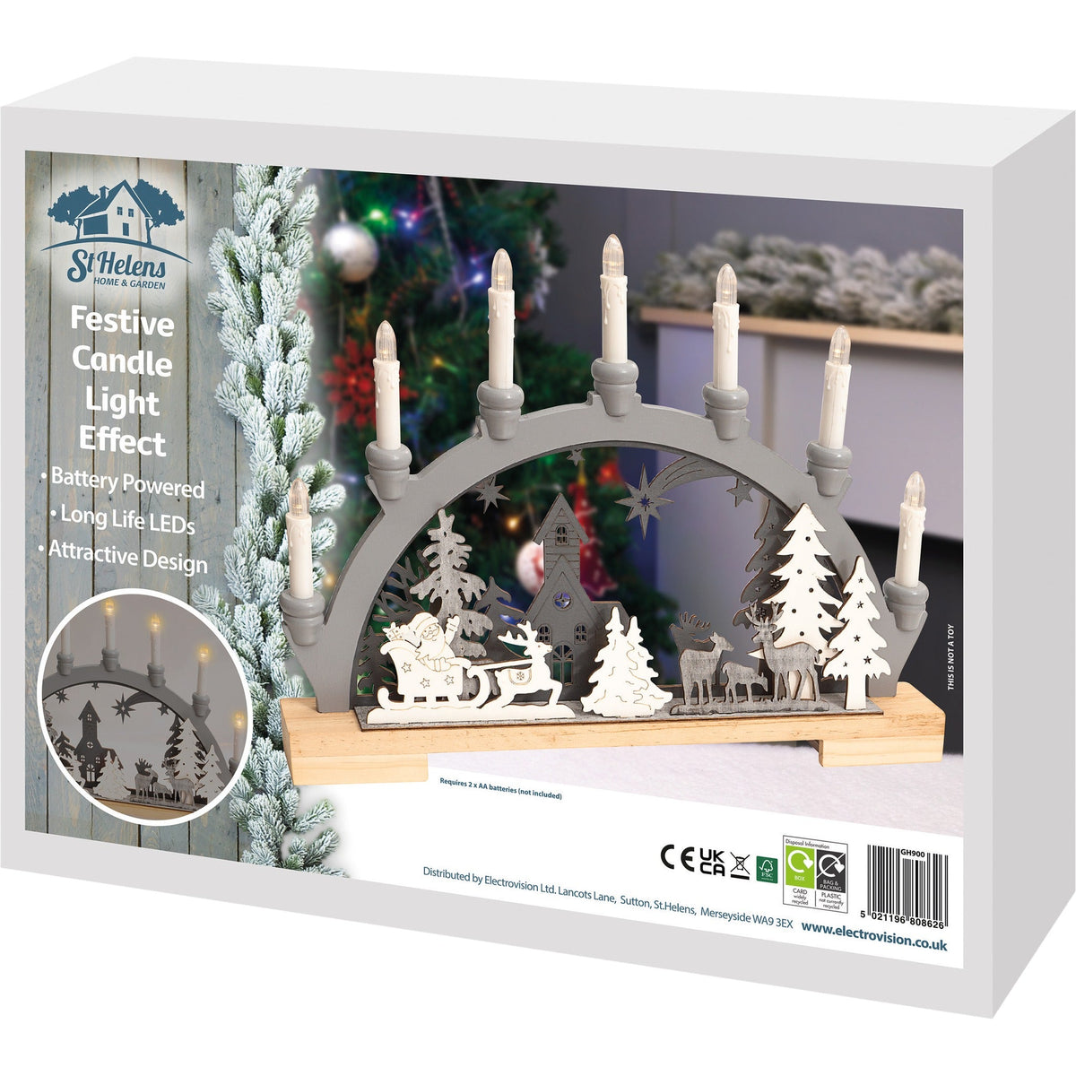 Xmas Haus Battery Powered Wooden Festive Candle Bridge_Indoor Christmas Decorations