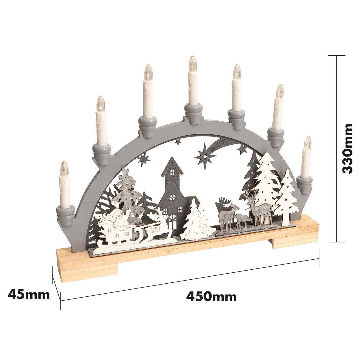 Xmas Haus Battery Powered Wooden Festive Candle Bridge_Indoor Christmas Decorations
