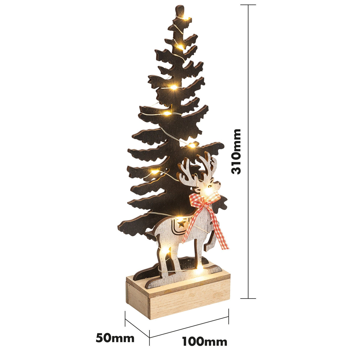 St Helens Home and Garden Battery Powered Wooden Christmas Tree Light Effect_Indoor Christmas Decorations