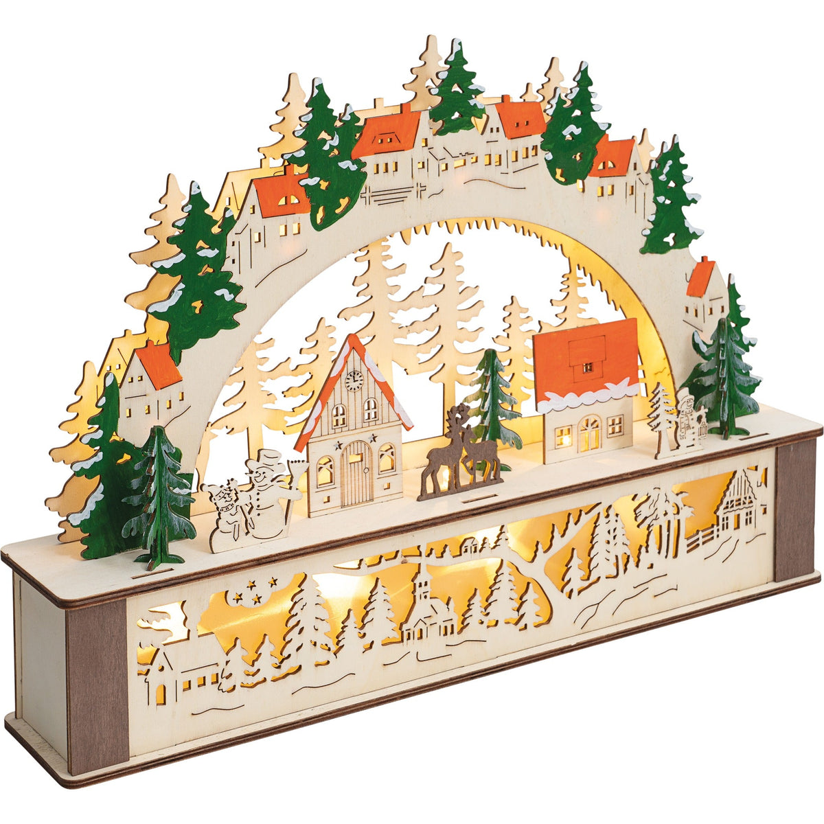 St Helens Home and Garden Battery Powered Wooden Festive Lighting Arch_Indoor Christmas Decorations