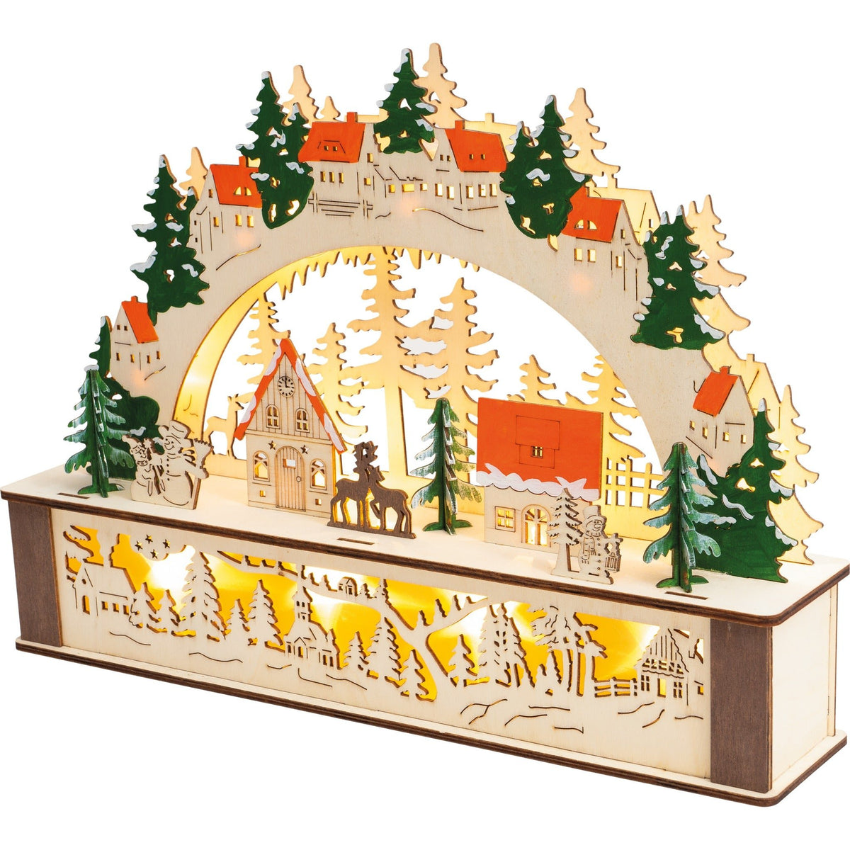 St Helens Home and Garden Battery Powered Wooden Festive Lighting Arch_Indoor Christmas Decorations