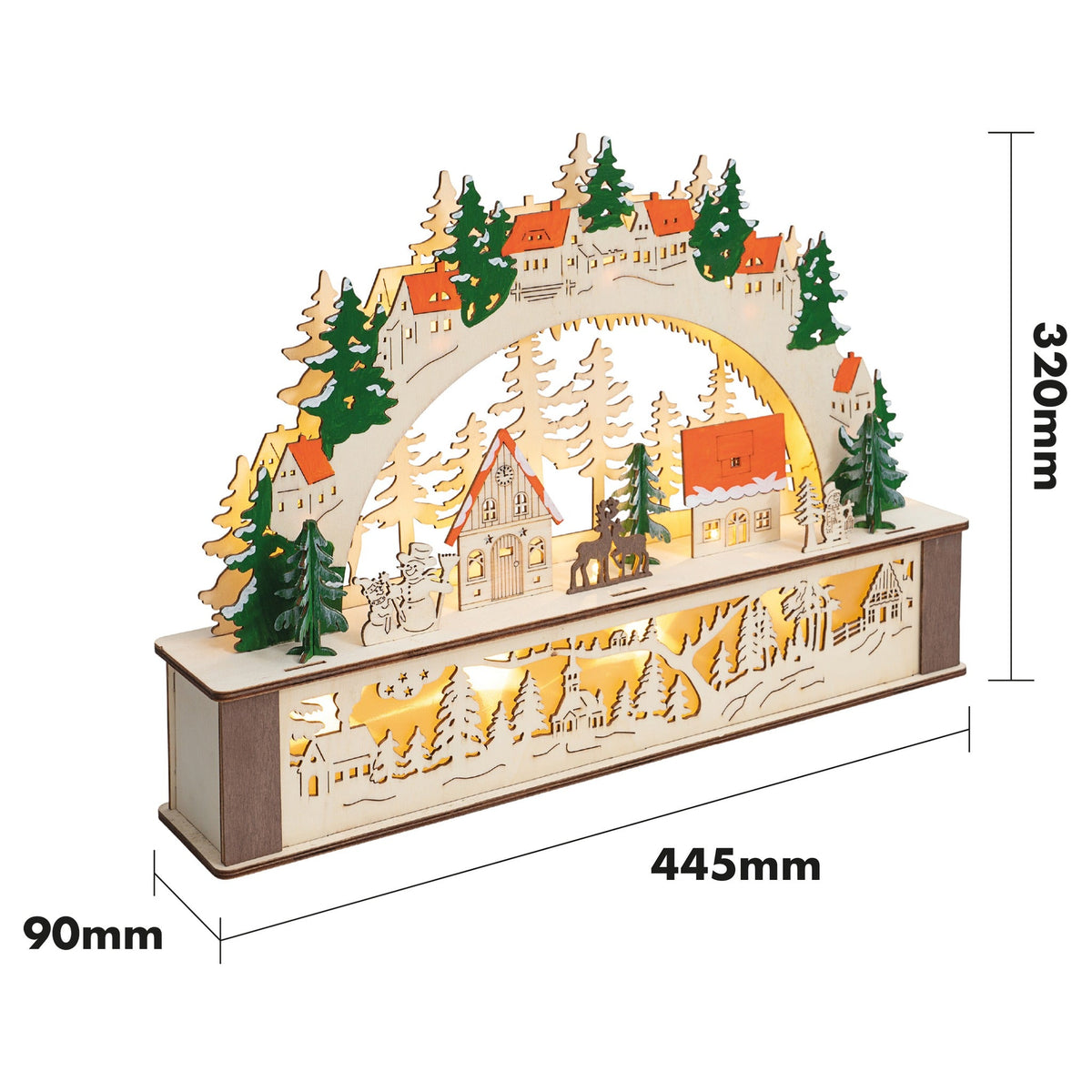 St Helens Home and Garden Battery Powered Wooden Festive Lighting Arch_Indoor Christmas Decorations