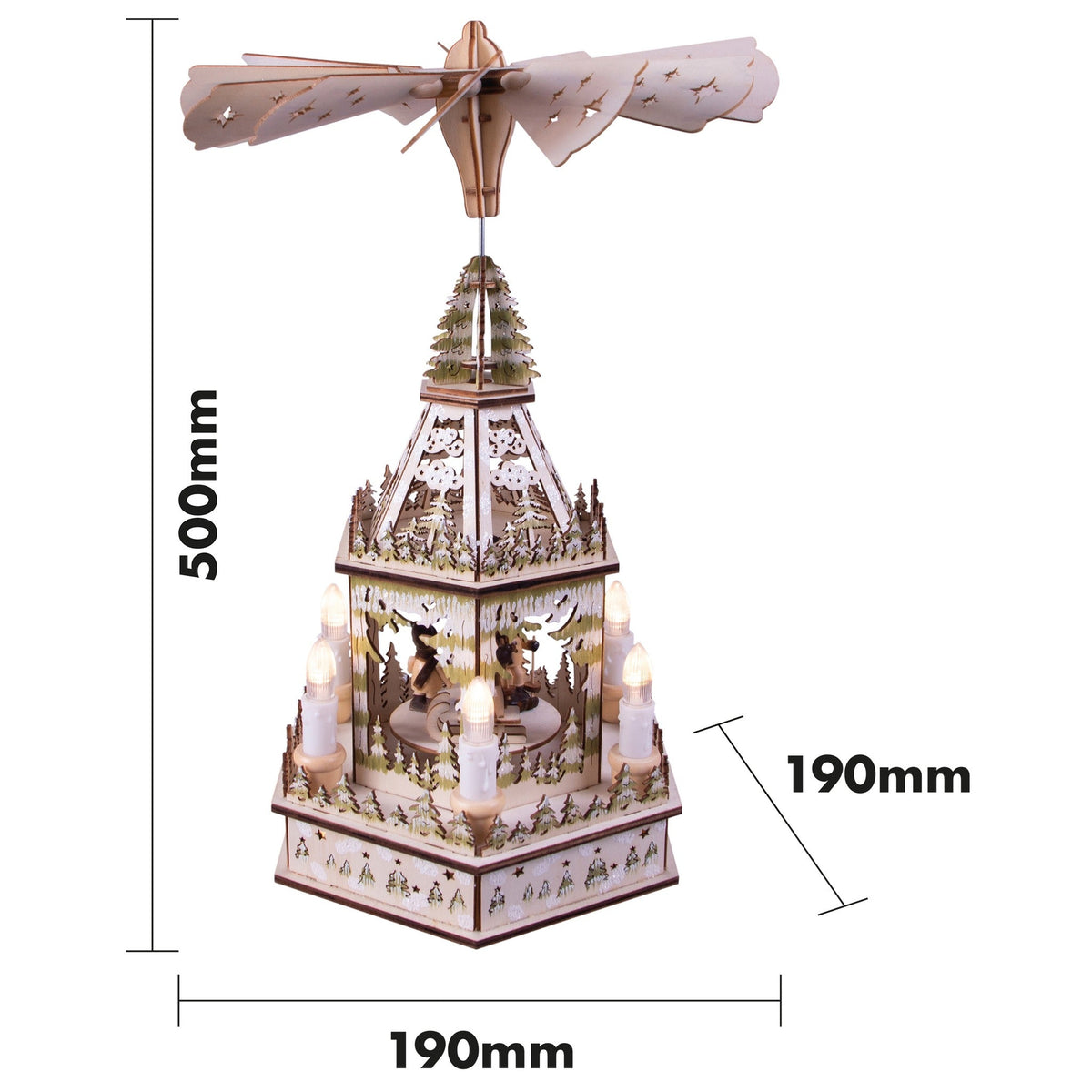 Battery Powered Wooden Christmas Pyramid with 6 LED Lights_Indoor Christmas Decorations