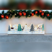 Xmas Haus Festive Light Up LED Wood Village Scene_Indoor Christmas Decorations