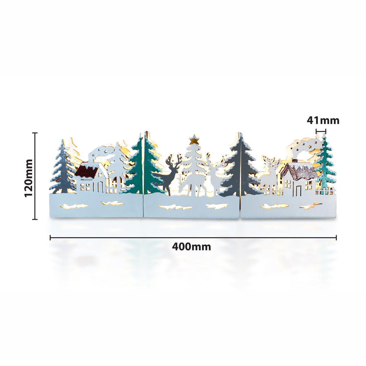 Xmas Haus Festive Light Up LED Wood Village Scene_Indoor Christmas Decorations