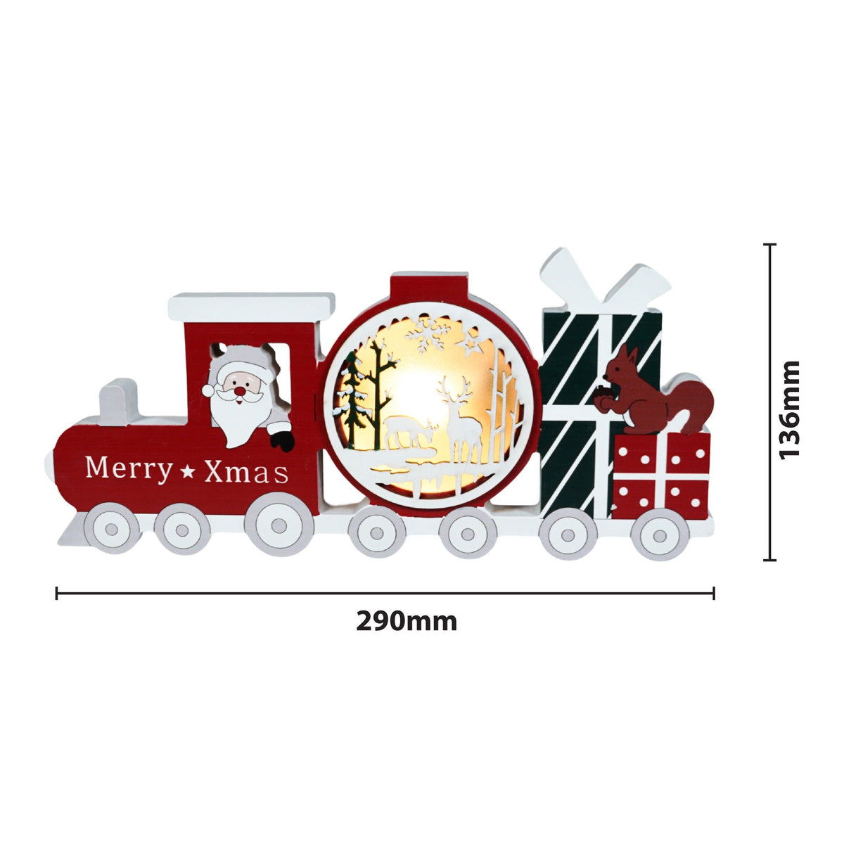 Xmas Haus Festive Light Up LED Wood Train_Indoor Christmas Decorations