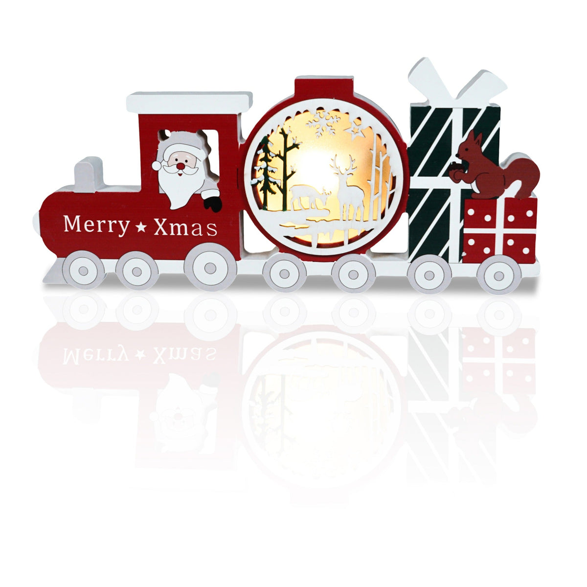 Xmas Haus Festive Light Up LED Wood Train_Indoor Christmas Decorations