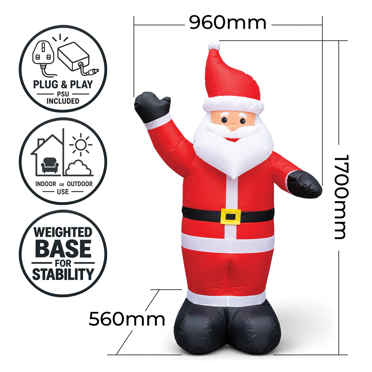 Inflatable Santa Claus with LED Lights - Festive Christmas Decoration for Indoor & Outdoor Use_Outdoor Christmas Decorations