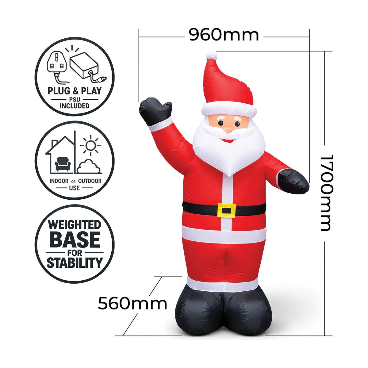 Inflatable Santa Claus with LED Lights - Festive Christmas Decoration for Indoor & Outdoor Use_Outdoor Christmas Decorations