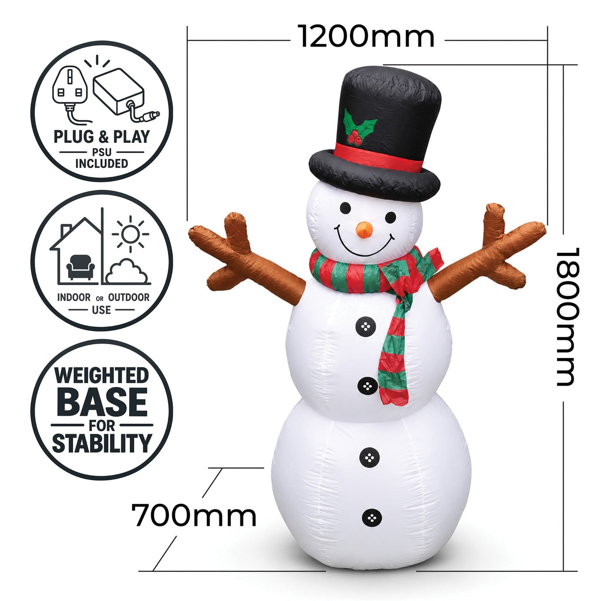 Inflatable Snowman with LED Lights – Festive Holiday Decoration for Indoor & Outdoor Use_Outdoor Christmas Decorations