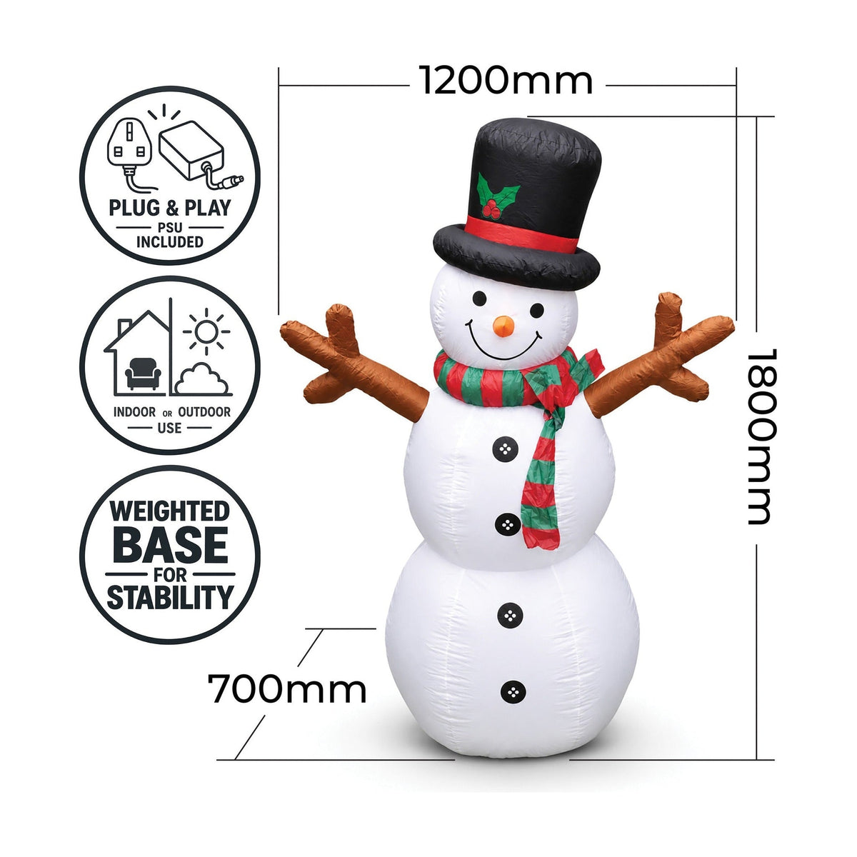 Inflatable Snowman with LED Lights – Festive Holiday Decoration for Indoor & Outdoor Use_Outdoor Christmas Decorations
