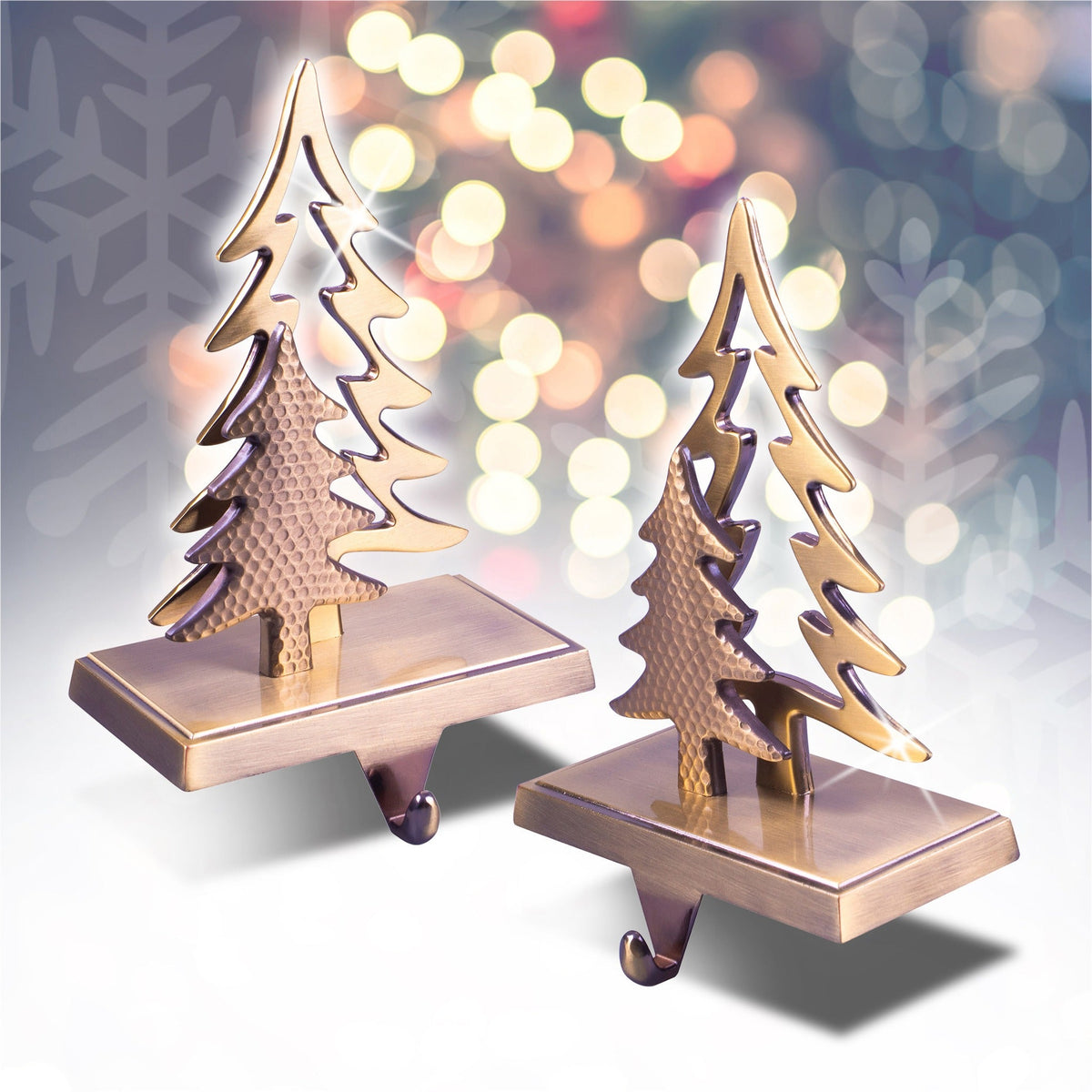 Set of 2 Christmas Stocking Holders - Gold Christmas Tree_Indoor Christmas Decorations