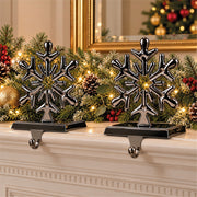 Set of 2 Christmas Stocking Holders - Silver Snowflake_Indoor Christmas Decorations