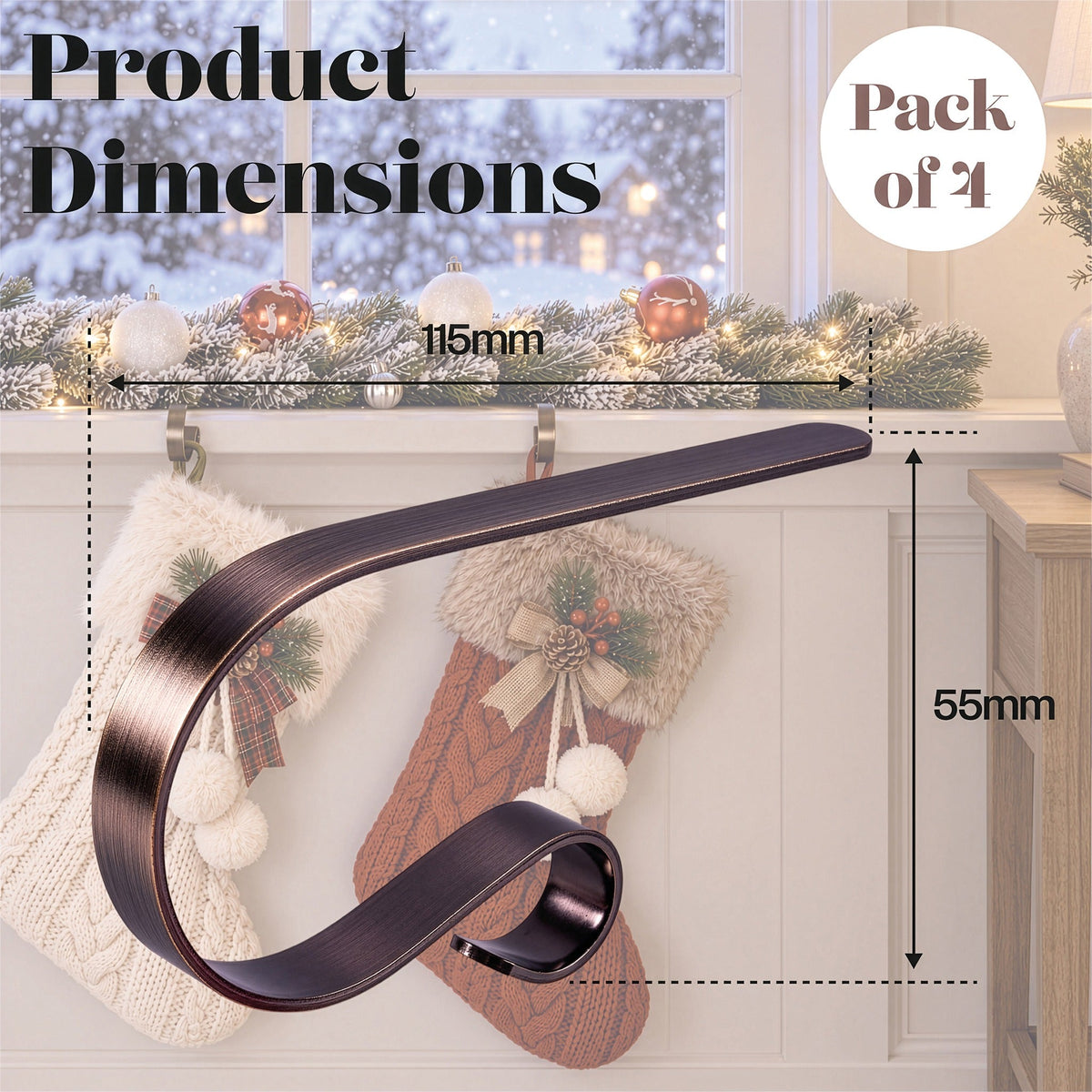 Set of 4 Christmas Stocking Holders_Indoor Christmas Decorations