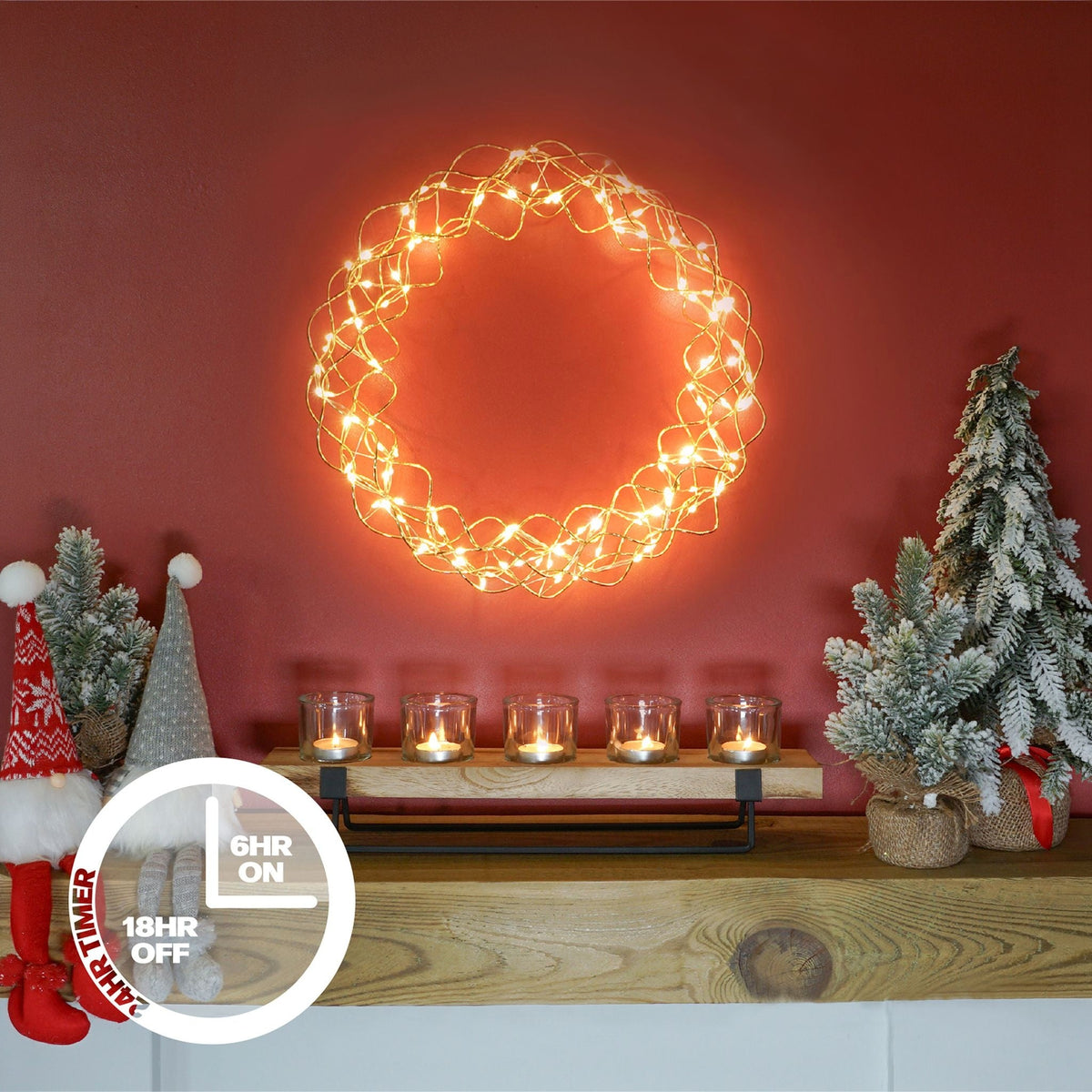 Xmas Haus LED Copper Gold Wreath – Indoor & Outdoor Christmas Decoration_Outdoor Christmas Decorations